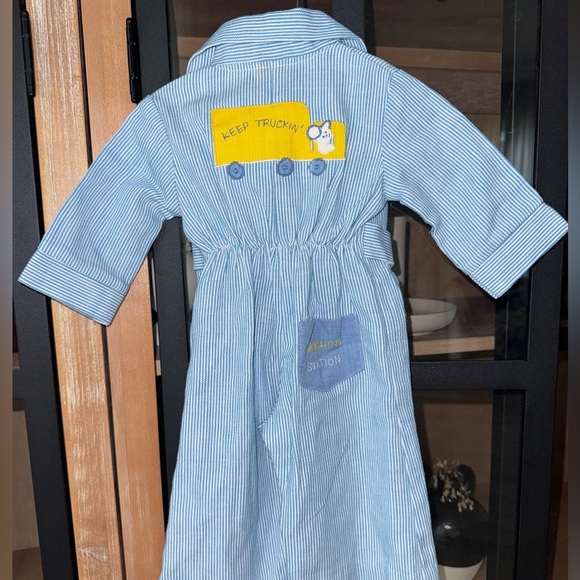 Vintage 70s Nanette Baby boy Romper long sleeve Keep Truckin’ jumpsuit applique - Picture 2 of 6